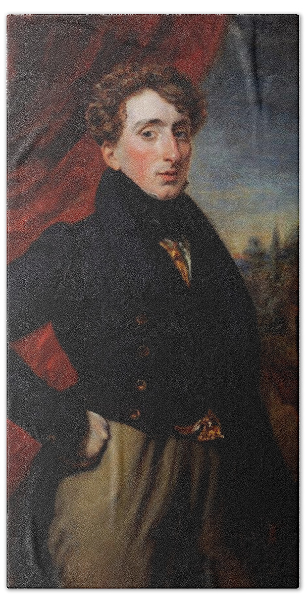 Francois Simoneau (1783-1859) A Portrait Of The Hon. John Oliphant-murray (1808-1865) Hand Towel featuring the painting A portrait of The Hon #2 by Francois Simoneau