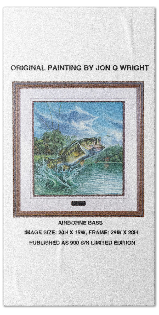 Airborne Bass Bath Towel featuring the painting Airborne Bass #1 by JQ Licensing