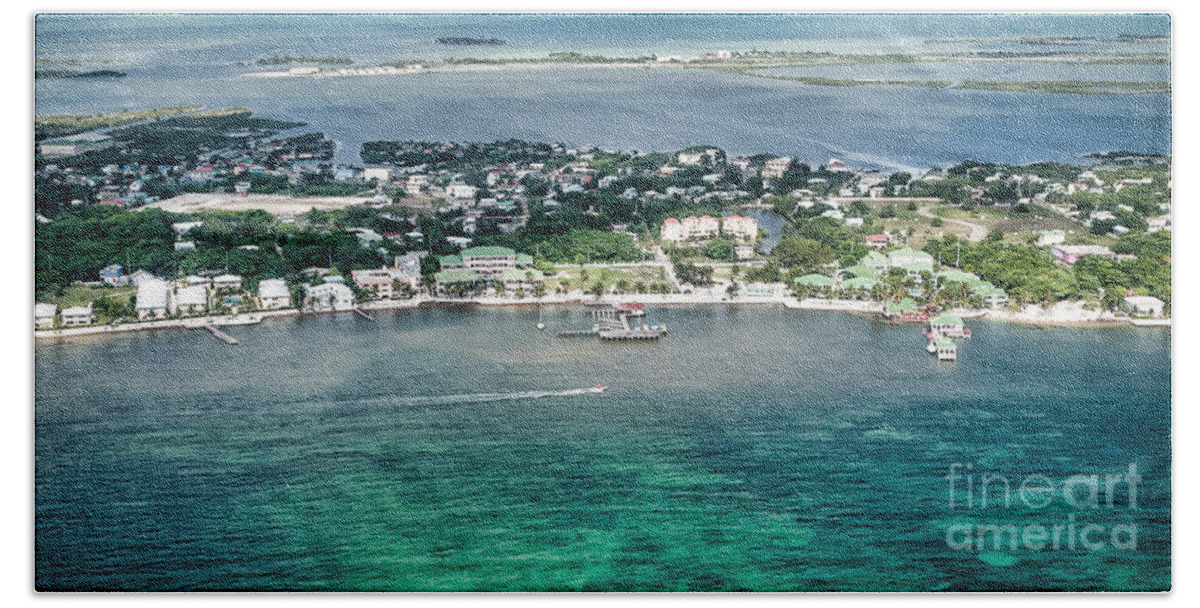 Aerial View Hand Towel featuring the photograph Ambergris Caye Aerial View #3 by Lawrence Burry