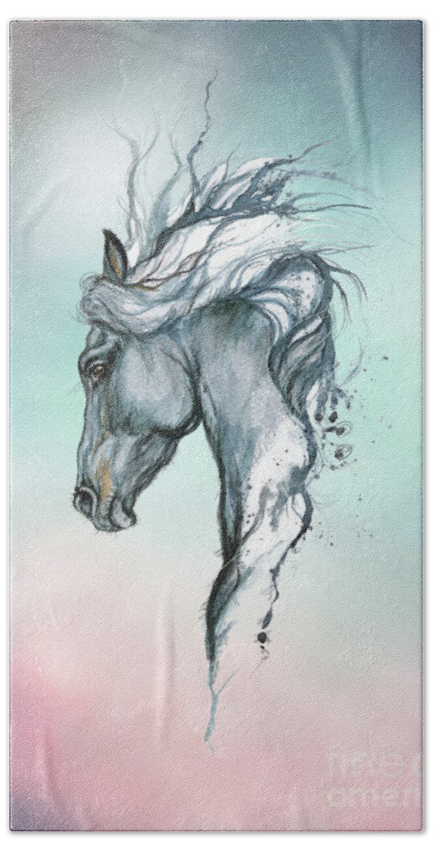 Horse Bath Towel featuring the digital art Aqua horse #2 by Ang El