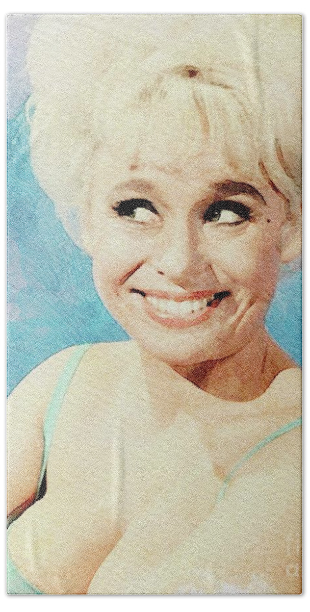 Barbara Bath Towel featuring the digital art Barbara Windsor, Carry On Actress #2 by Esoterica Art Agency