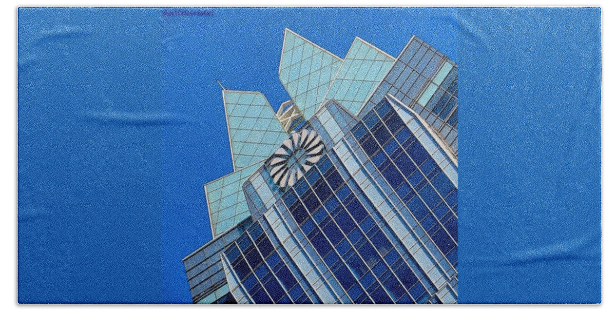 Beautiful Hand Towel featuring the photograph #beautiful #bluesky And The Frost Bank #2 by Austin Tuxedo Cat