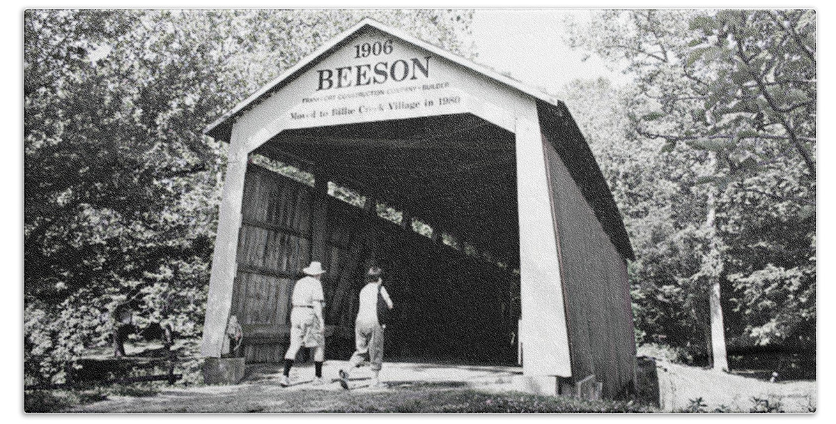 Beeson Hand Towel featuring the photograph Beeson Covered Bridge #3 by Margie Wildblood