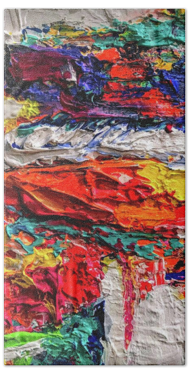 Abstract Painting Bath Towel featuring the painting Boom of the tingling strings #2 by Heather Roddy