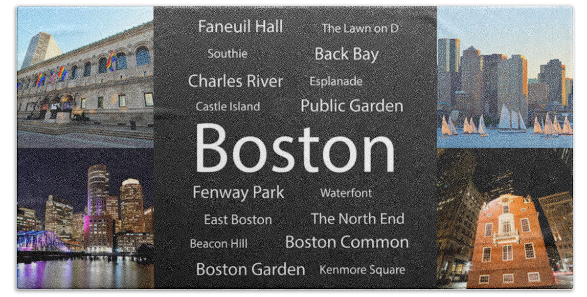 Boston Bath Towel featuring the photograph Boston MA Collage #2 by Toby McGuire