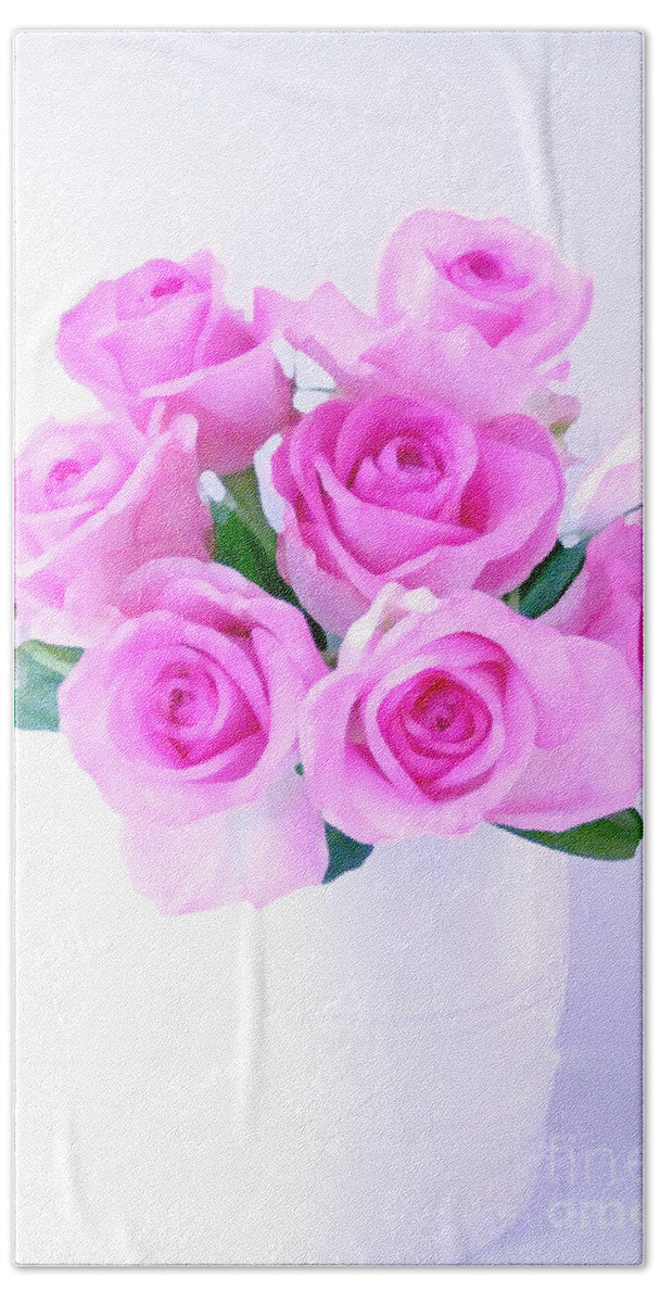 Bouquet Of Pink Roses Bath Sheet featuring the photograph Bouquet Of Pink Roses #4 by Nina Ficur Feenan