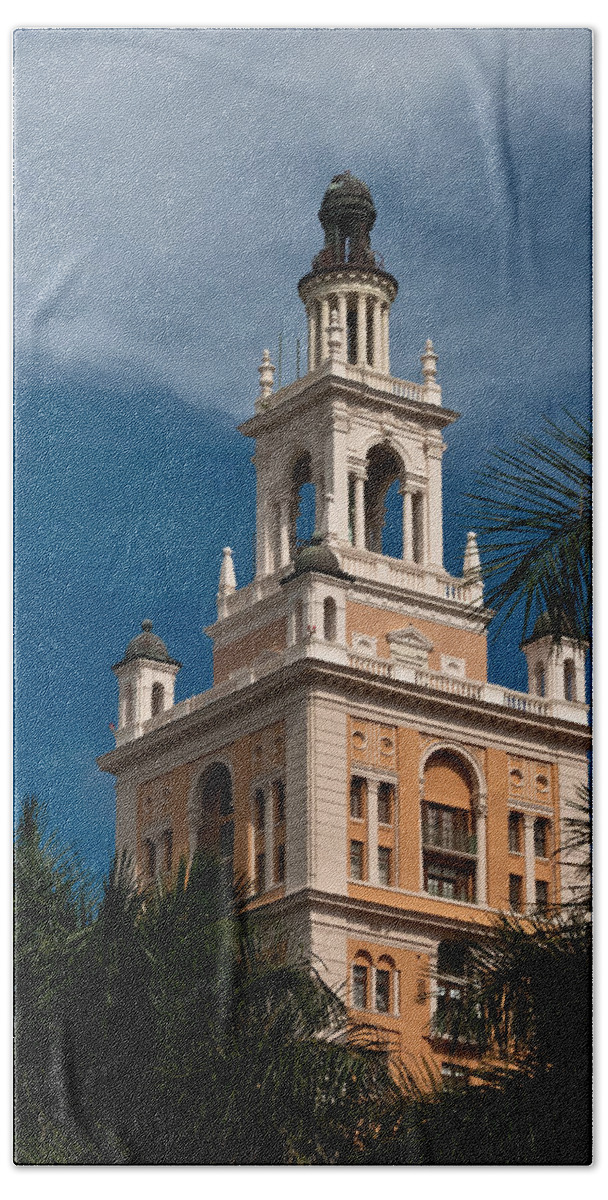 Biltmore Hand Towel featuring the photograph Coral Gables Biltmore Hotel Tower #3 by Ed Gleichman