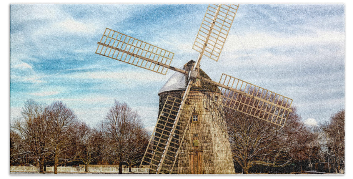 Windmill Hand Towel featuring the photograph Corwith Windmill Long Island NY CII #2 by Susan Candelario