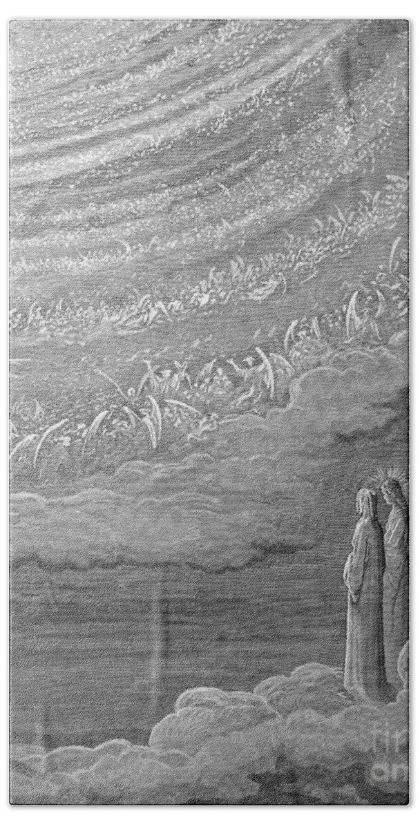 14th Century Hand Towel featuring the drawing Paradise #4 by Gustave Dore