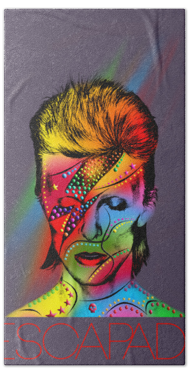  Hand Towel featuring the digital art David Bowie by Mark Ashkenazi