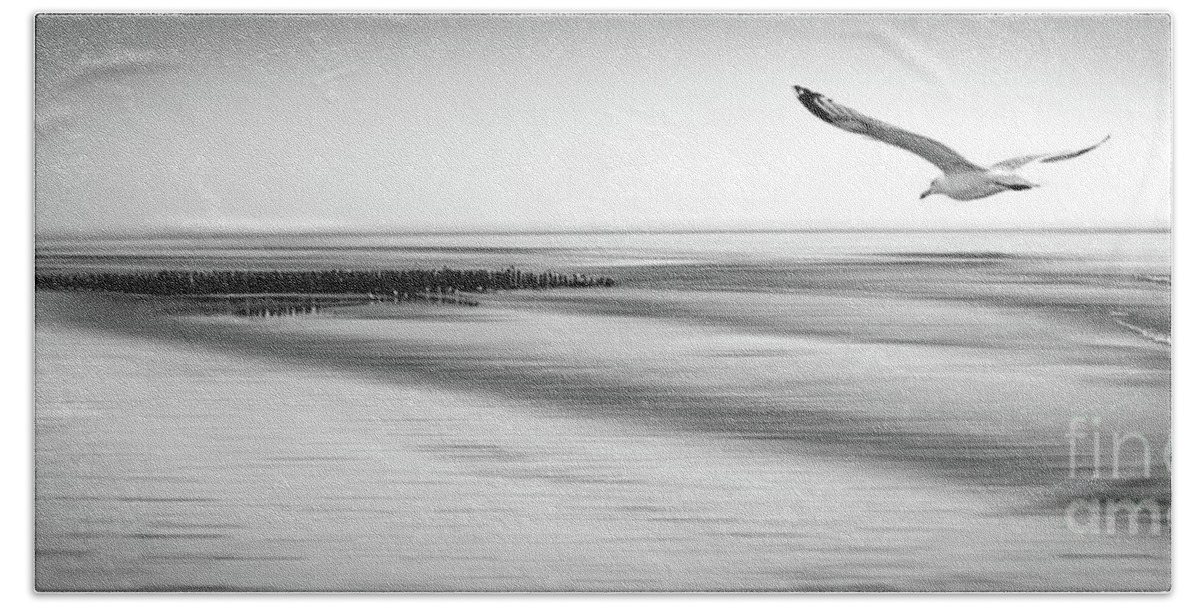 Beach Bath Towel featuring the photograph Desire Light Bw by Hannes Cmarits
