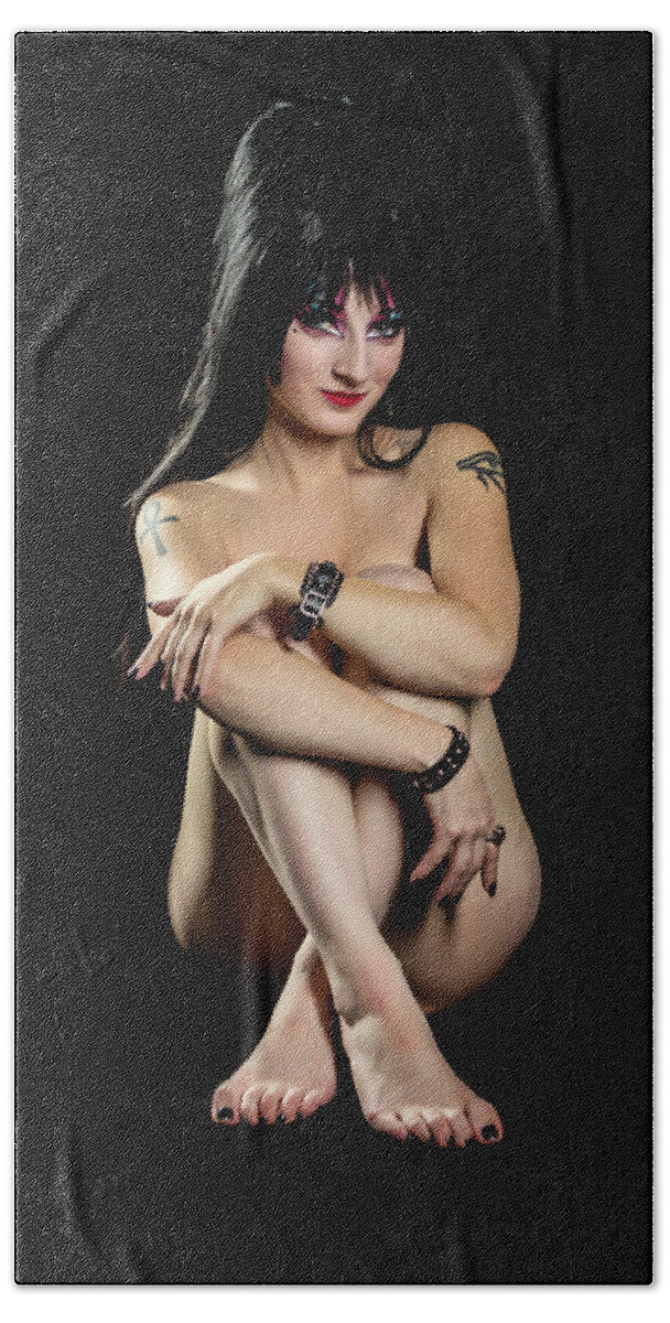 Implied Nude Bath Towel featuring the photograph Elvira tribute #2 by La Bella Vita Boudoir