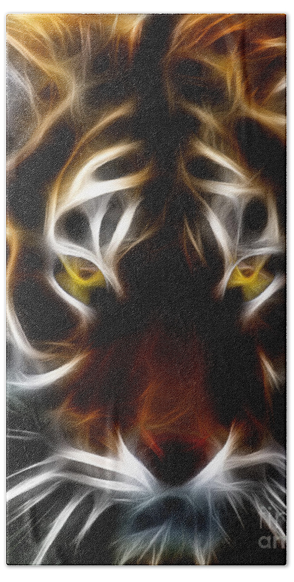 Wingsdomain Hand Towel featuring the photograph Eye of The Tiger v2 by Wingsdomain Art and Photography