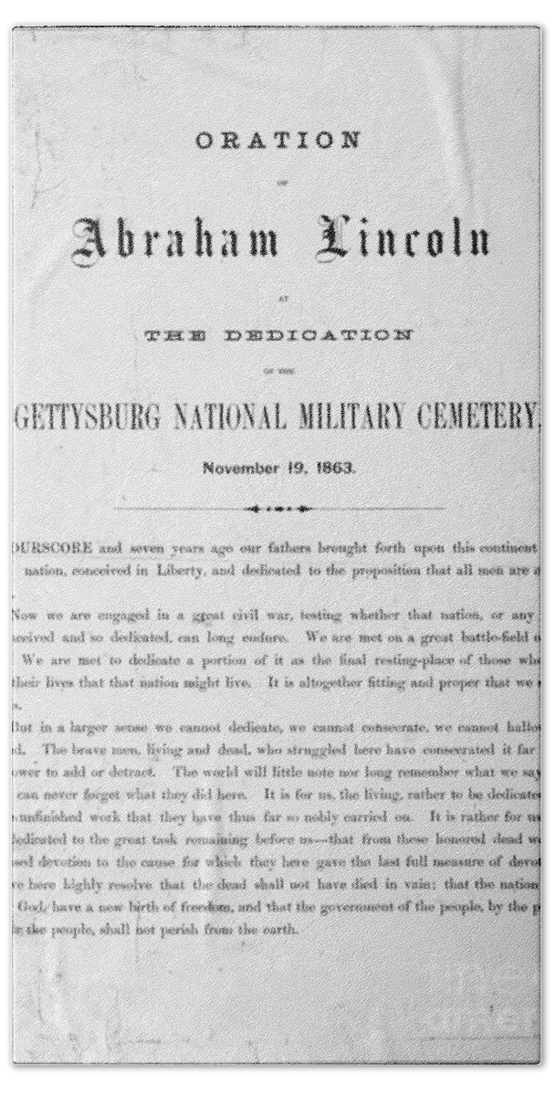 1863 Bath Towel featuring the photograph Gettysburg Address, 1863 #3 by Granger