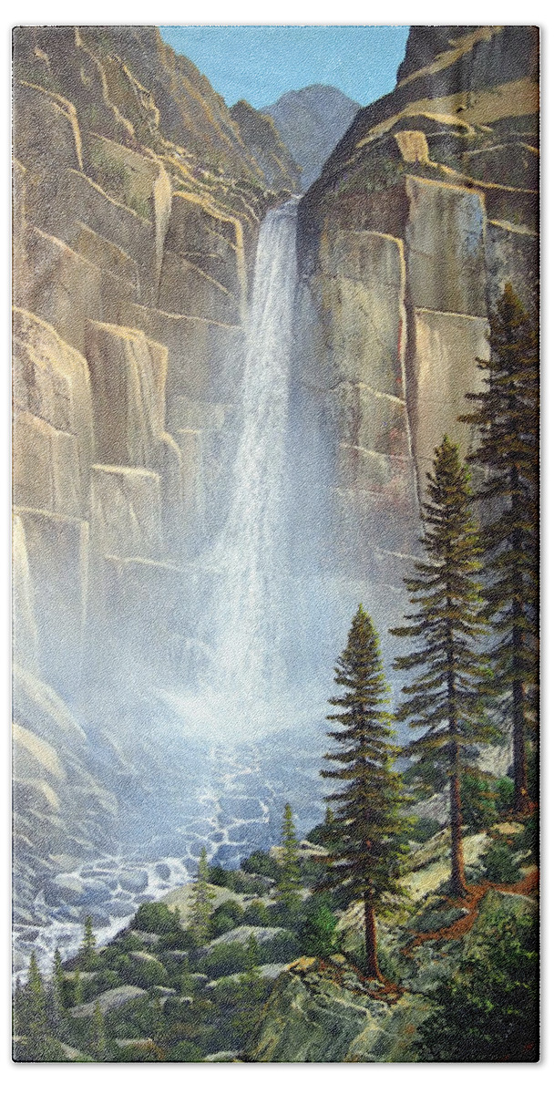 Great Falls Hand Towel featuring the painting Great Falls #1 by Frank Wilson