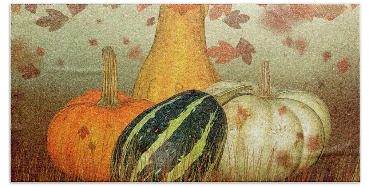 Pumpkins Hand Towel featuring the photograph Harvest Time by Cathy Kovarik