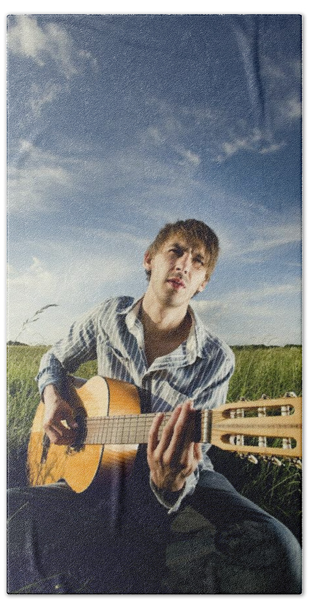 Musician Bath Towel featuring the photograph Musician #2 by Jackie Russo