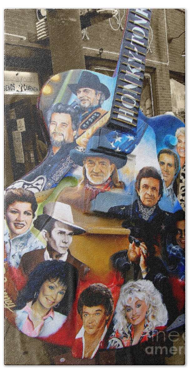 Guitar Hand Towel featuring the photograph Nashville Honky Tonk by Barbara Teller