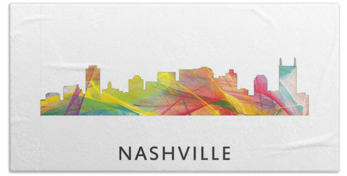 Nashville Tennessee Skyline Bath Towel featuring the digital art Nashville Tennessee Skyline #2 by Marlene Watson