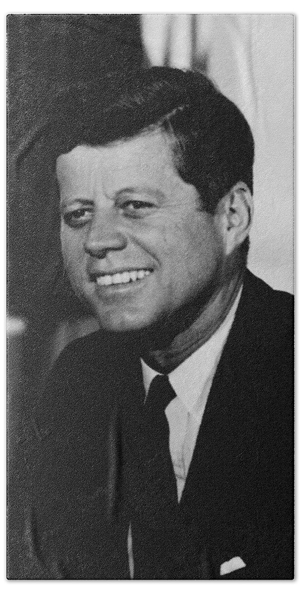 Jfk Hand Towel featuring the photograph President Kennedy by War Is Hell Store