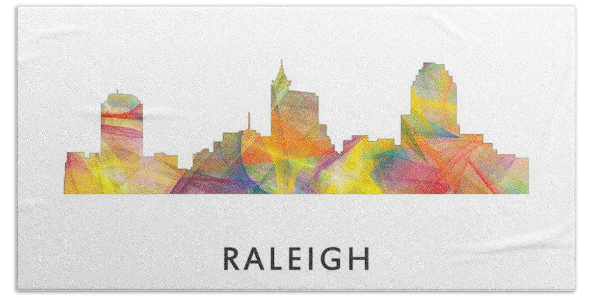 Raleigh North Carolina Skyline Bath Towel featuring the digital art Raleigh North Carolina Skyline #2 by Marlene Watson