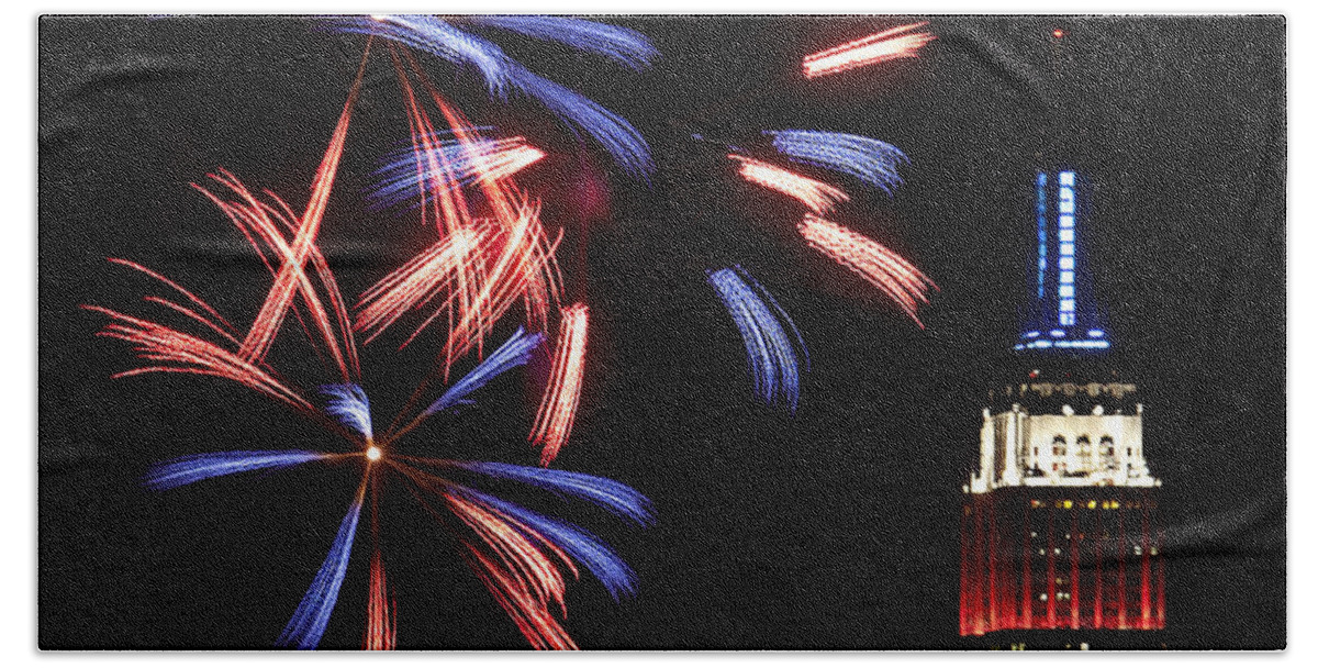 Empire State Building Hand Towel featuring the photograph Red White and Blue by Susan Candelario