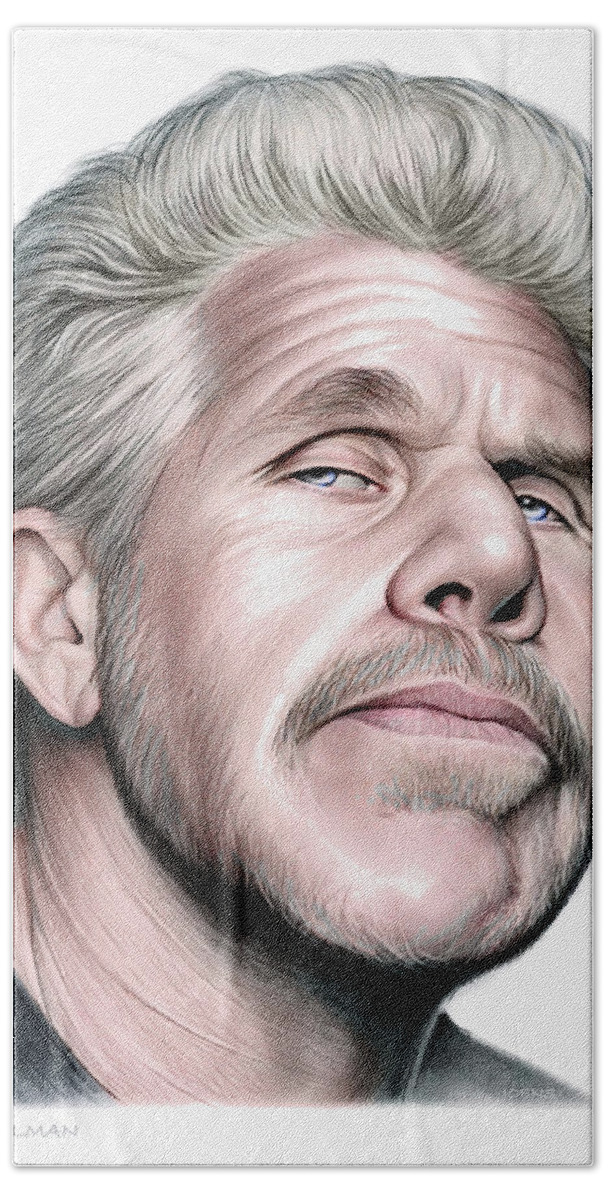 Ron Perlman Hand Towel featuring the drawing Ron Perlman #2 by Greg Joens