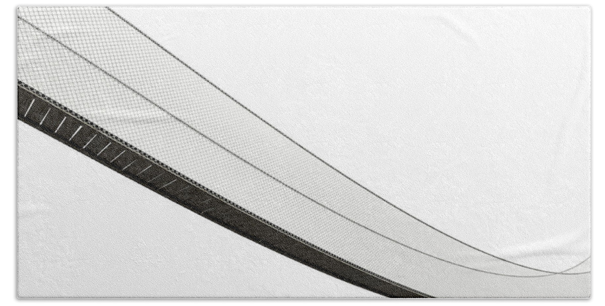 Bridge Hand Towel featuring the digital art Rope Bridge On White #2 by Allan Swart