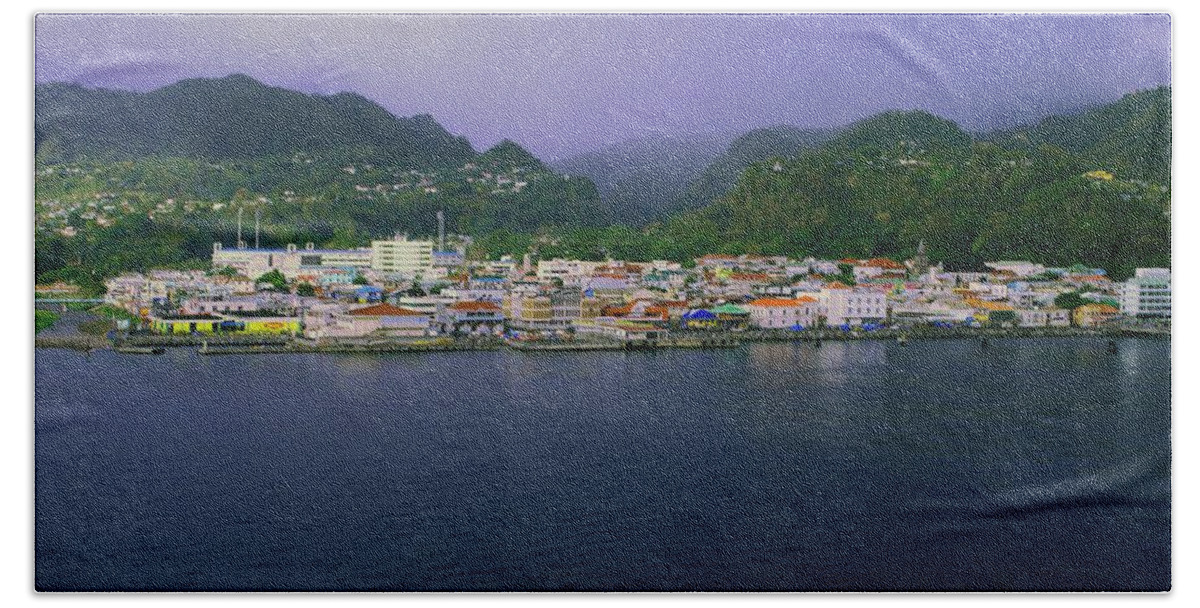 Caribbean Island Bath Sheet featuring the photograph Roseau Dominica #2 by Gary Wonning