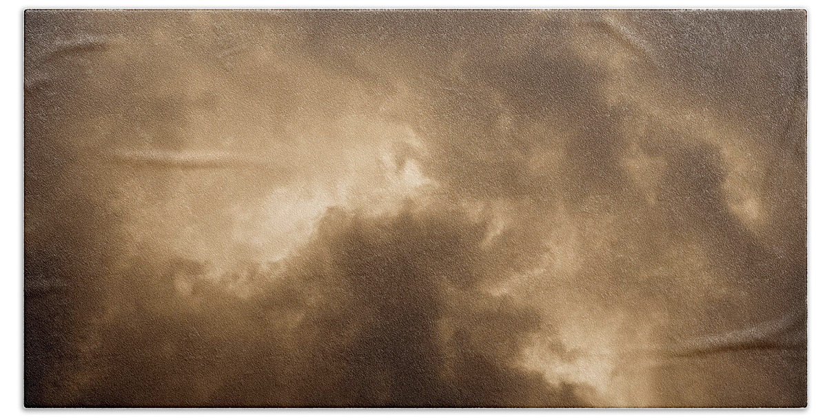 Sepia Sepia Toned Bath Towel featuring the photograph Sepia Clouds #2 by David Pyatt