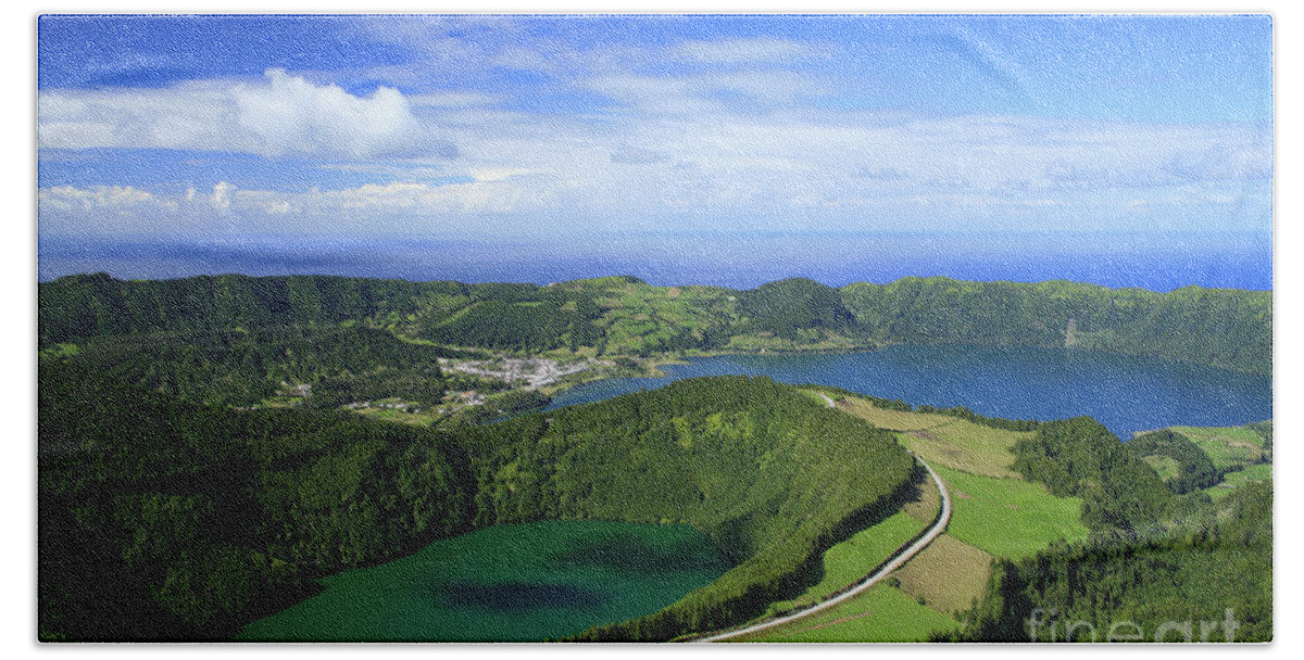 Azores Bath Sheet featuring the photograph Sete Cidades crater #2 by Gaspar Avila