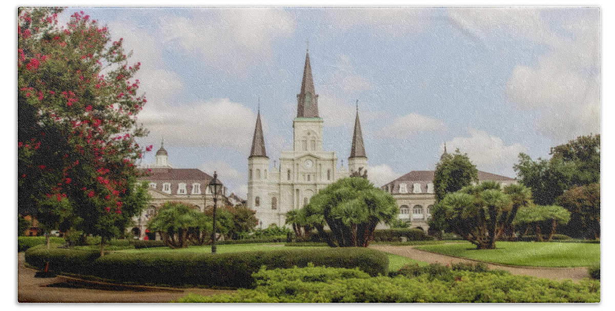 St. Louis Cathedral Hand Towel featuring the photograph St. Louis Cathedral - HDR by Scott Pellegrin