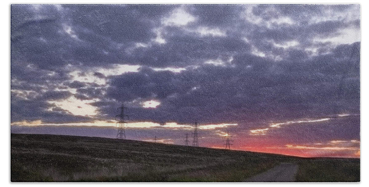 Sunset Hand Towel featuring the photograph Sunset Pylon #2 by Chris Smith