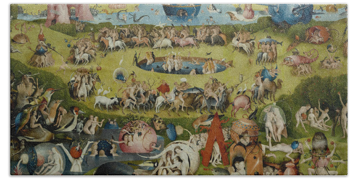 Bosch Hand Towel featuring the painting The Garden of Earthly Delights by Hieronymus Bosch