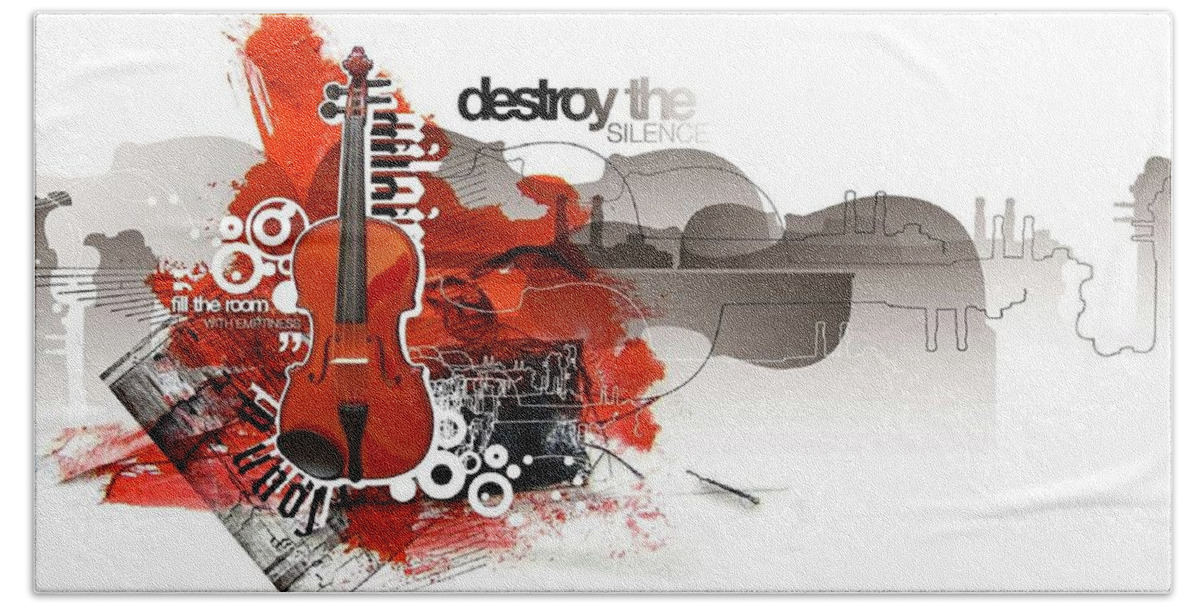 Violin Hand Towel featuring the digital art Violin #2 by Super Lovely
