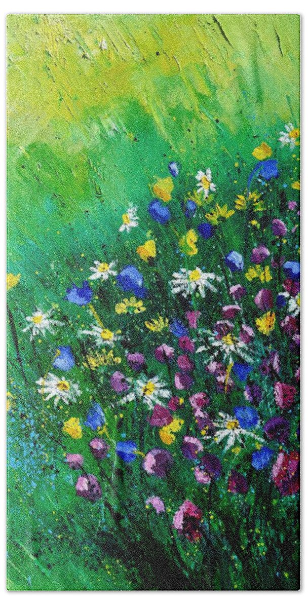 Flowers Bath Towel featuring the painting Wild Flowers #4 by Pol Ledent