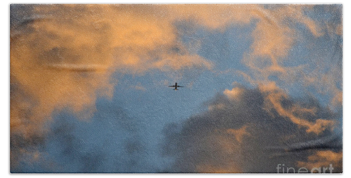Airplane Bath Sheet featuring the photograph 23- Into The Blue by Joseph Keane