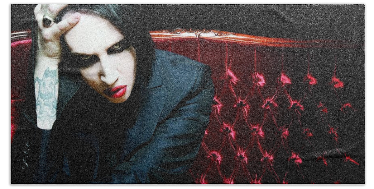 Marilyn Manson Bath Towel featuring the photograph Marilyn Manson #23 by Mariel Mcmeeking