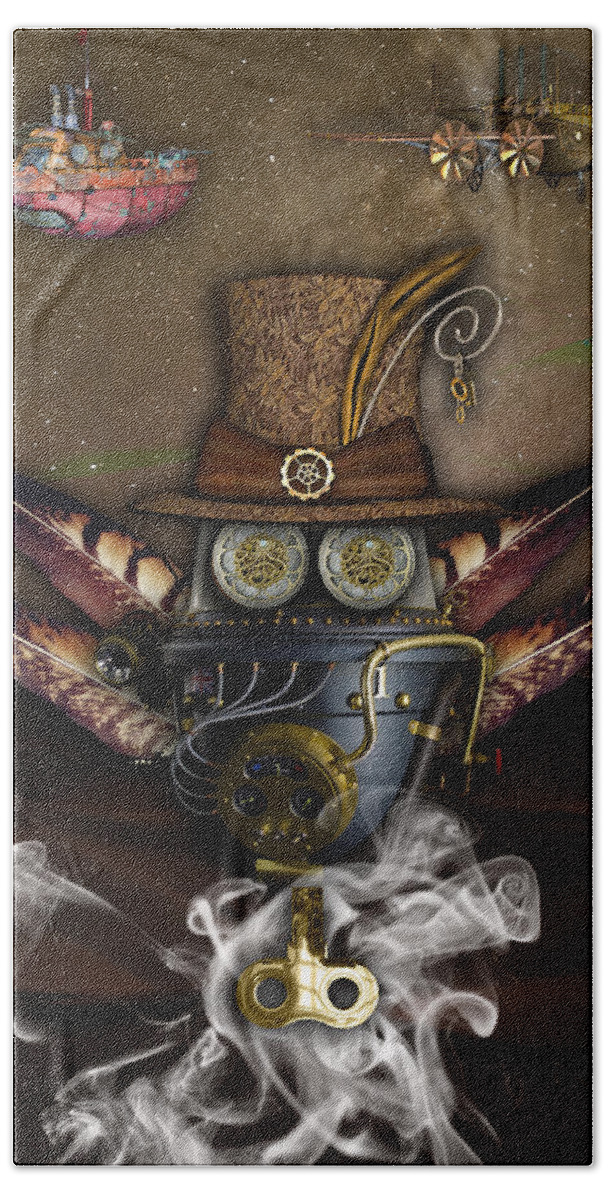Steampunk Bath Towel featuring the mixed media Steampunk Art #24 by Marvin Blaine