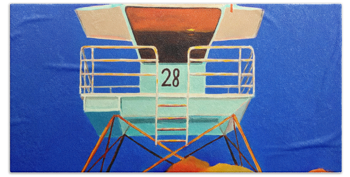 Carlsbad Hand Towel featuring the painting 28 South Carlsbad by Karyn Robinson