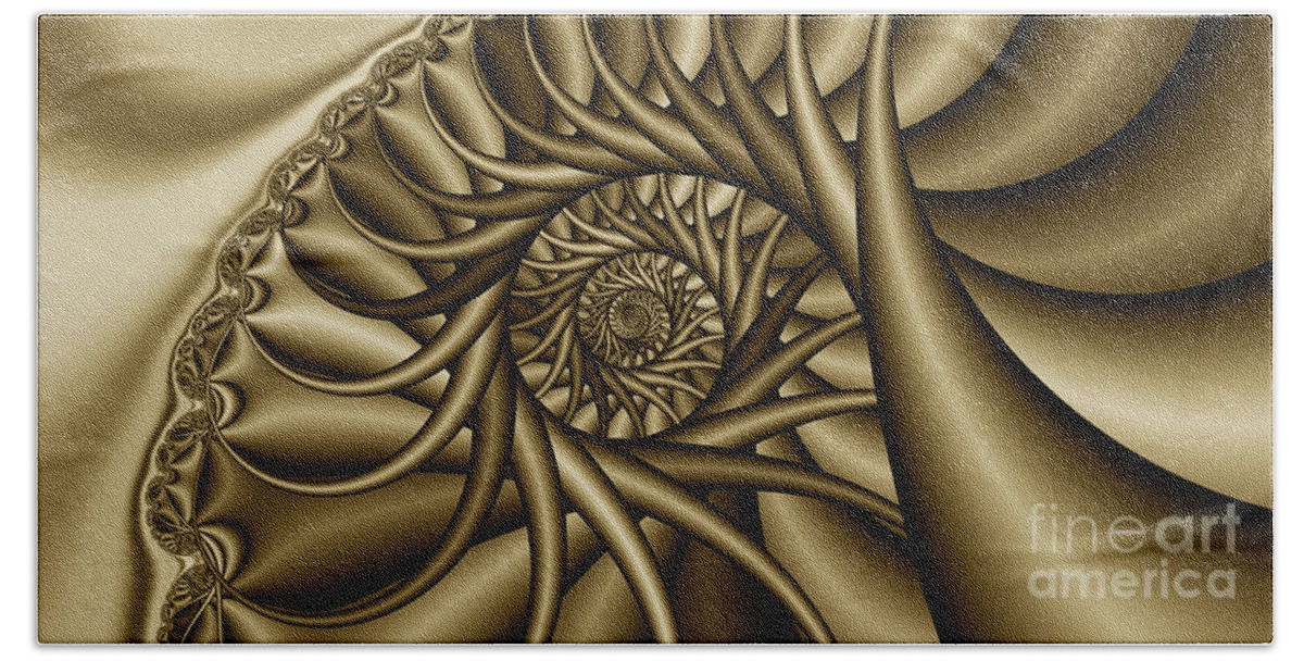 Abstract Hand Towel featuring the digital art 2X1 Abstract 432 Sepia by Rolf Bertram