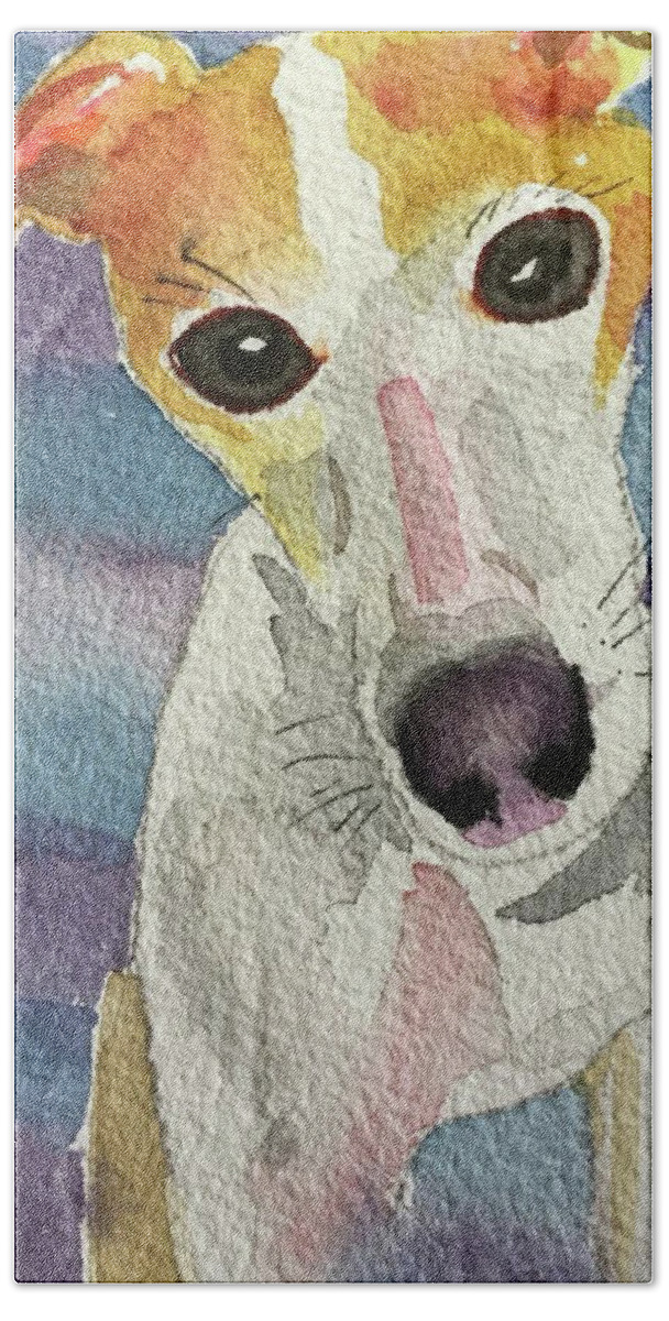 Pet Hand Towel featuring the painting Italian Greyhound by Bonny Butler