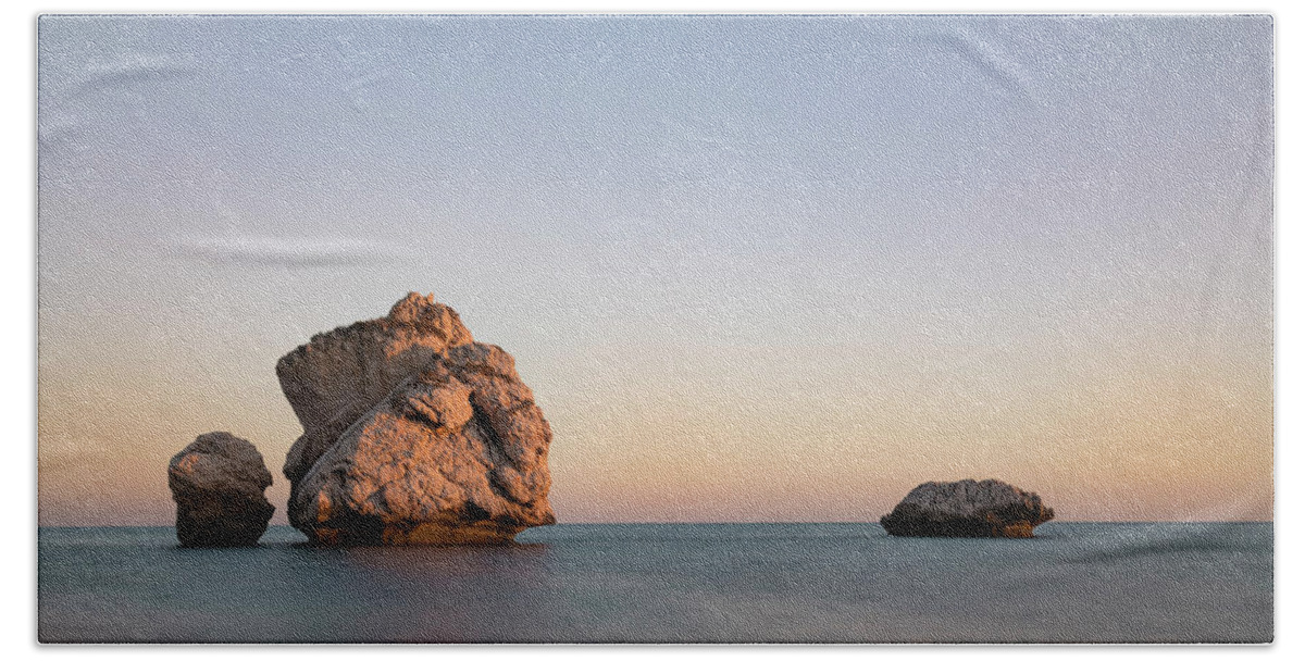 Petra Tou Romiou Bath Towel featuring the photograph Aphrodite's Rock - Cyprus #3 by Joana Kruse