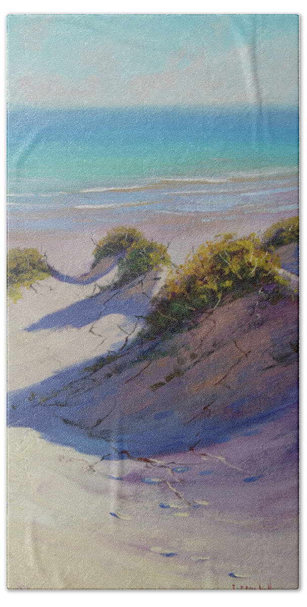 Nature Hand Towel featuring the painting Beach Dunes by Graham Gercken