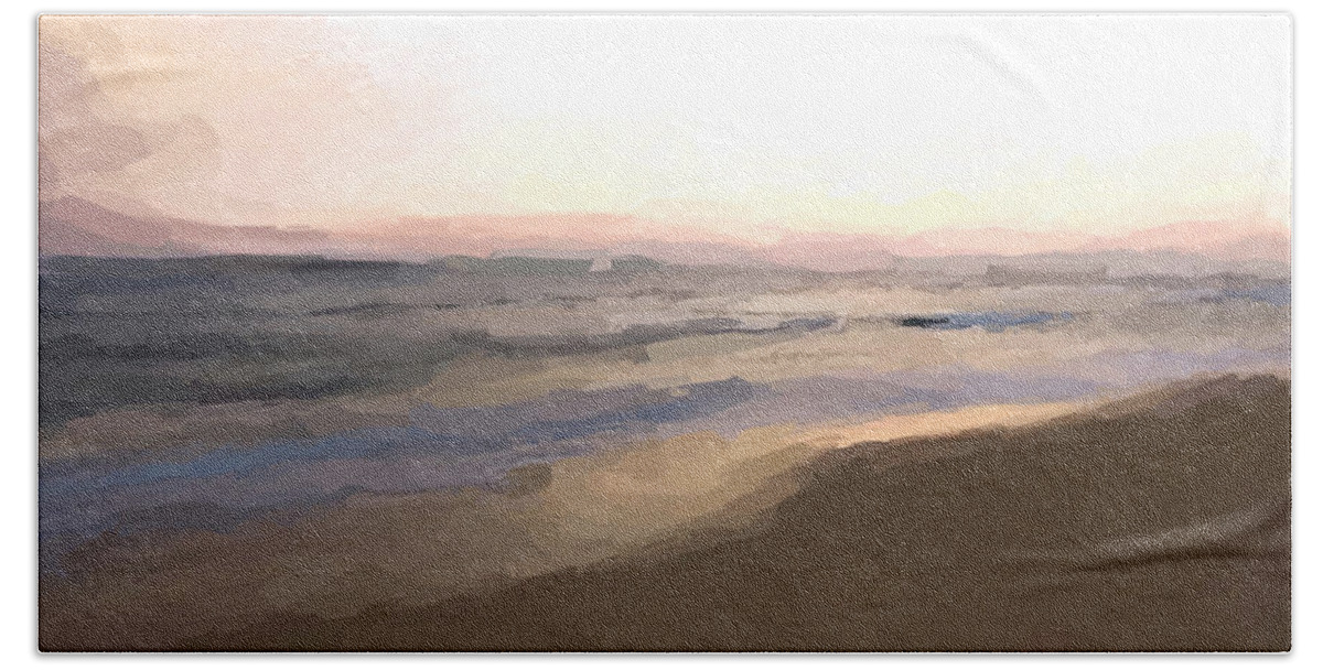 Anthony Fishburne Bath Towel featuring the mixed media Beach sunrise #3 by Anthony Fishburne