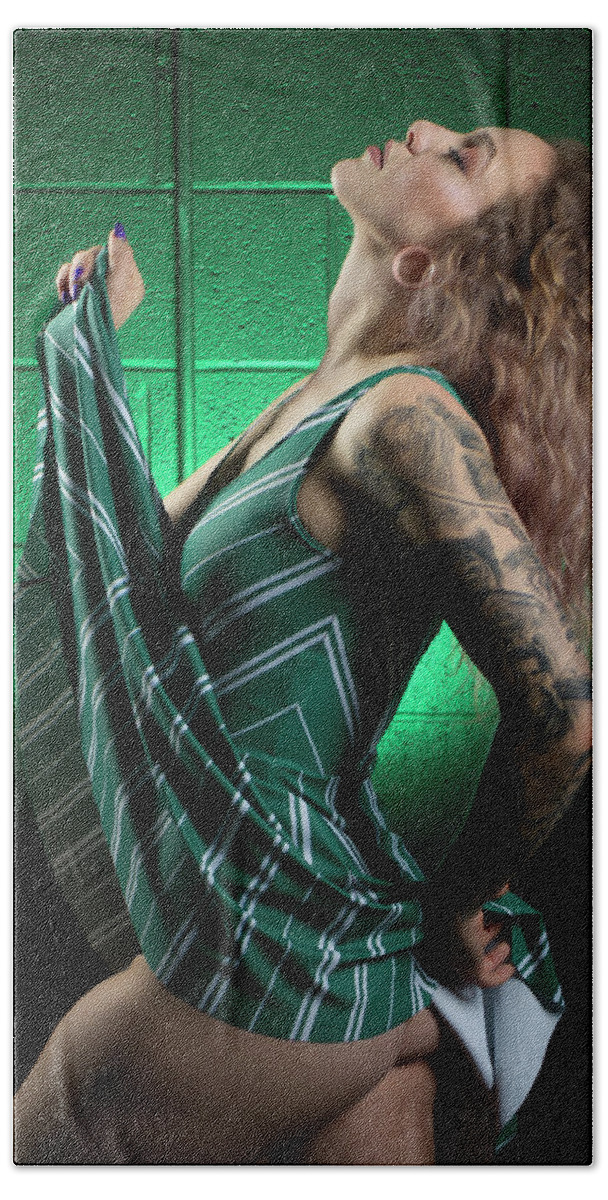 Implied Nude Hand Towel featuring the photograph Danni--slytherin #3 by La Bella Vita Boudoir