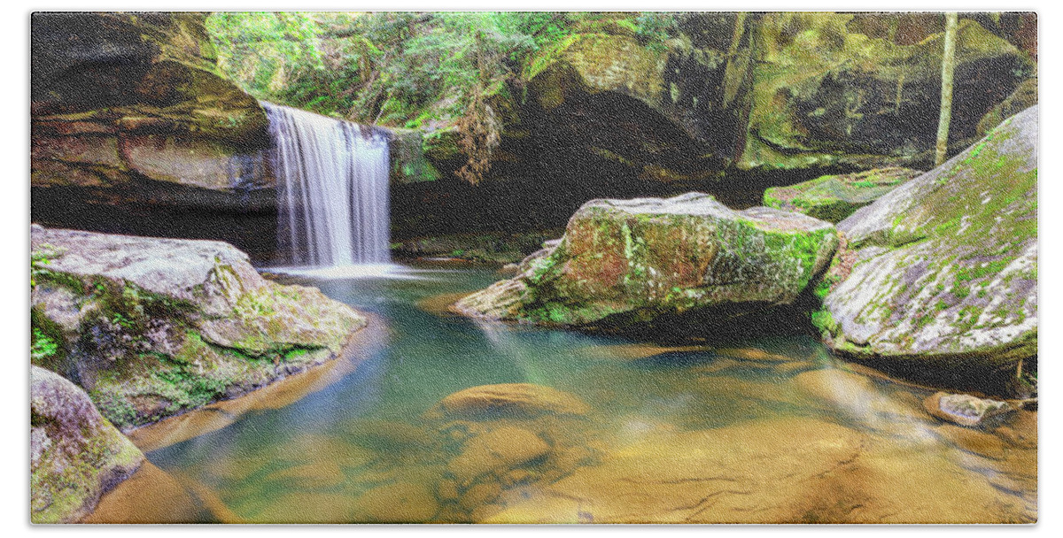 Daniel Boone National Forest Bath Towel featuring the photograph Dog Slaughter Falls #3 by Alexey Stiop