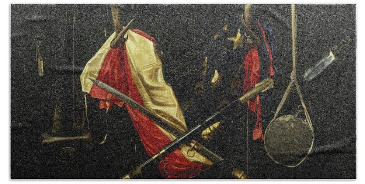 Civil War Hand Towel featuring the painting Emblems of the Civil War #3 by Alexander Pope