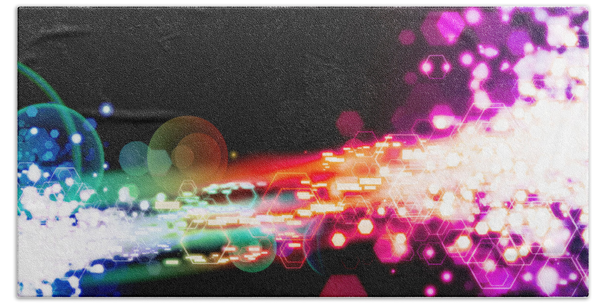 Abstract Bath Towel featuring the photograph Explosion Of Lights #3 by Setsiri Silapasuwanchai