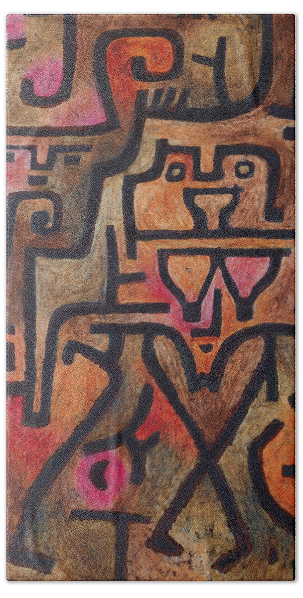 Paul Klee Bath Sheet featuring the painting Forest Witches #3 by Paul Klee